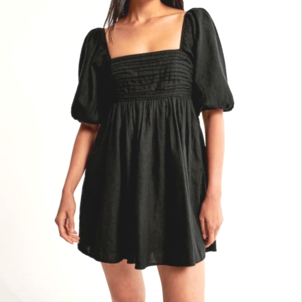 Abercrombie & Fitch Black Puff Sleeve Mini Dress
